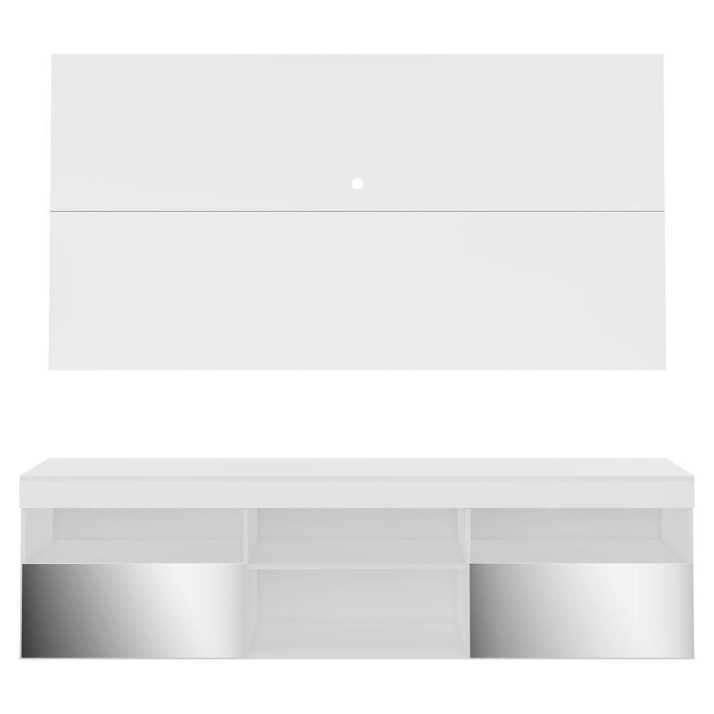 Rack Com Espelho E Painel Com Suporte Para Tv Até 65´´ Flórida Fg3139 Branco - 6