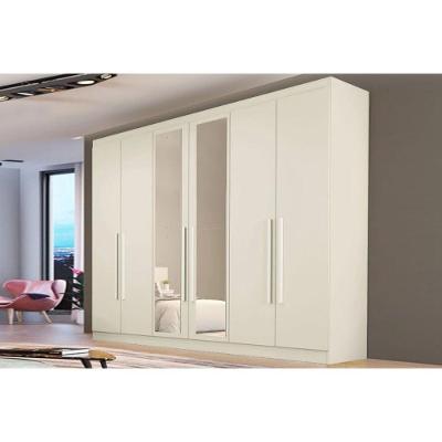 Guarda Roupa Casal Oslo 6 Portas de Bater 4 Gavetas Off White MDF com Espelho Europa