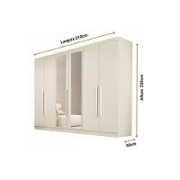 Guarda Roupa Casal 6 Portas (2 C/ Espelho) E 4 Gavetas Oslo Off White/peroba - Europa - 4