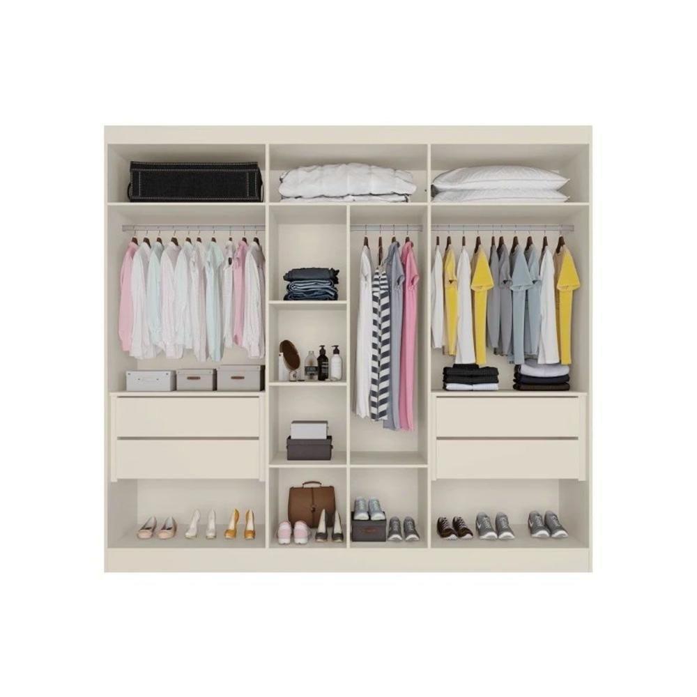 Guarda Roupa Casal 6 Portas (2 C/ Espelho) E 4 Gavetas Oslo Braúna/off White - Europa - 2