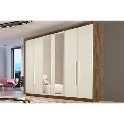 Guarda Roupa Casal 6 Portas (2 C/ Espelho) E 4 Gavetas Oslo Braúna/off White - Europa