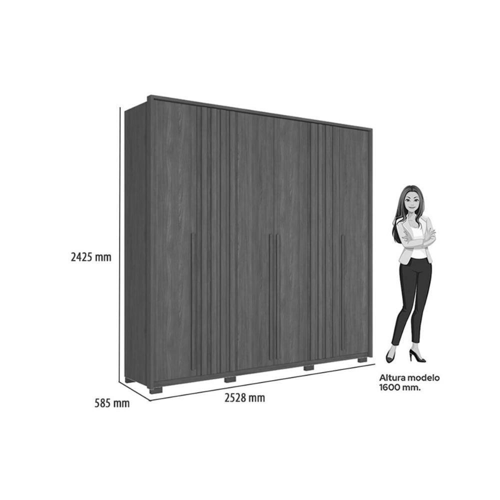 Guarda Roupa Casal 6 Portas (2 C/ Espelho) E 4 Gavetas C/ Pés Coimbra Jatobá - Santos Andirá - 5