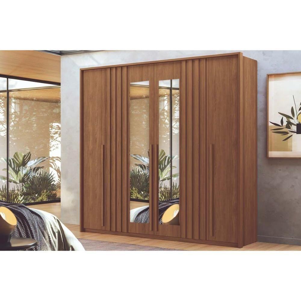 Guarda Roupa Casal 6 Portas (2 C/ Espelho) E 4 Gavetas Coimbra Jatobá - Santos Andirá - 1