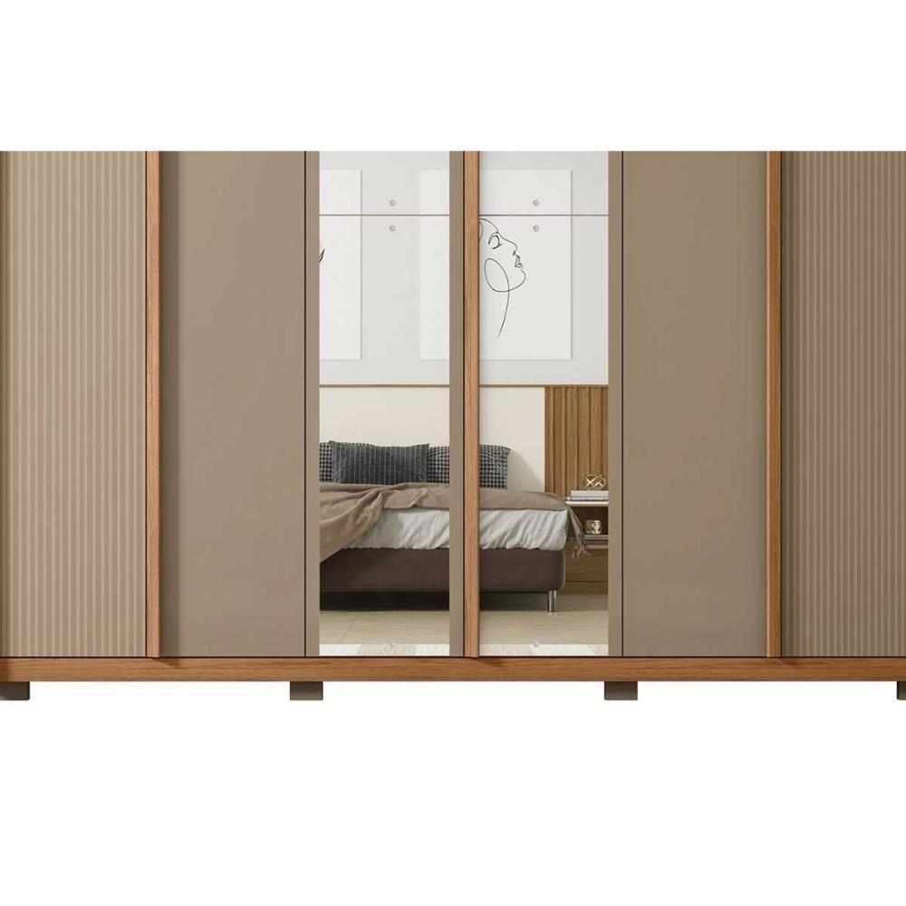 Guarda Roupa Casal 6 Portas (2 C/ Espelho) E 4 Gavetas Cleo Lux Freijo/sued Mr - Caemmun - 10