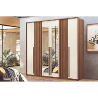 Guarda Roupa Casal 6 Portas (2 C/ Espelho) E 4 Gavetas Coimbra Jatoba/areia - Santos Andirá - 1