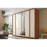 Guarda Roupa Casal 6 Portas (2 C/ Espelho) E 4 Gavetas Cleo Lux Freijo/off White Mr - Caemmun - 1