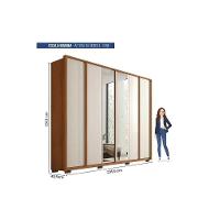 Guarda Roupa Casal 6 Portas (2 C/ Espelho) E 4 Gavetas Cleo Lux Freijo/off White Mr - Caemmun