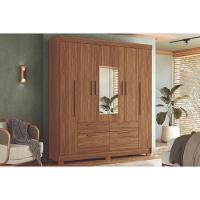 Guarda Roupa Casal 6 Portas (2 C/ Espelho) E 4 Gavetas C/ Pés Guarapuava 6.4 Jatobá - Santos Andirá - 1