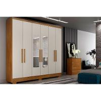 Guarda Roupa Casal 6 Portas (2 C/ Espelho) E 4 Gavetas C/ Pés Milly/veneza Cumaru/fendi 25 - Novo Horizonte - 4