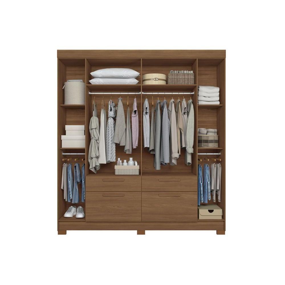 Guarda Roupa Casal 6 Portas (2 C/ Espelho) E 4 Gavetas C/ Pés Guarapuava 6.4 Jatoba/areia - Santos Andirá - 5