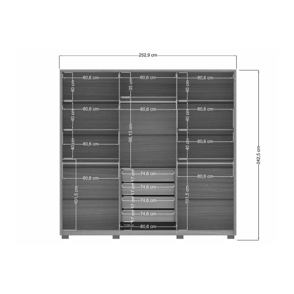 Guarda Roupa Casal 6 Portas (2 C/ Espelho) E 4 Gavetas C/ Pés Genova Wood/terracota - Santos Andirá - 5