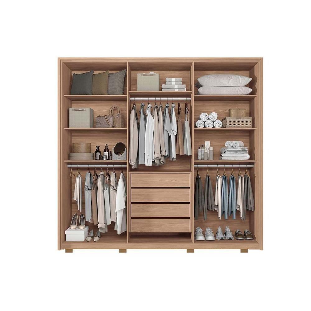 Guarda Roupa Casal 6 Portas (2 C/ Espelho) E 4 Gavetas C/ Pés Genova Wood/terracota - Santos Andirá - 6