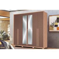 Guarda Roupa Casal 6 Portas (2 C/ Espelho) E 4 Gavetas C/ Pés Genova Wood/terracota - Santos Andirá - 1