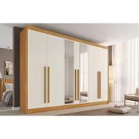 Guarda Roupa Casal 6 Portas (2 C/ Espelho) E 4 Gavetas Alba Plus Peroba/off White - Europa - 1
