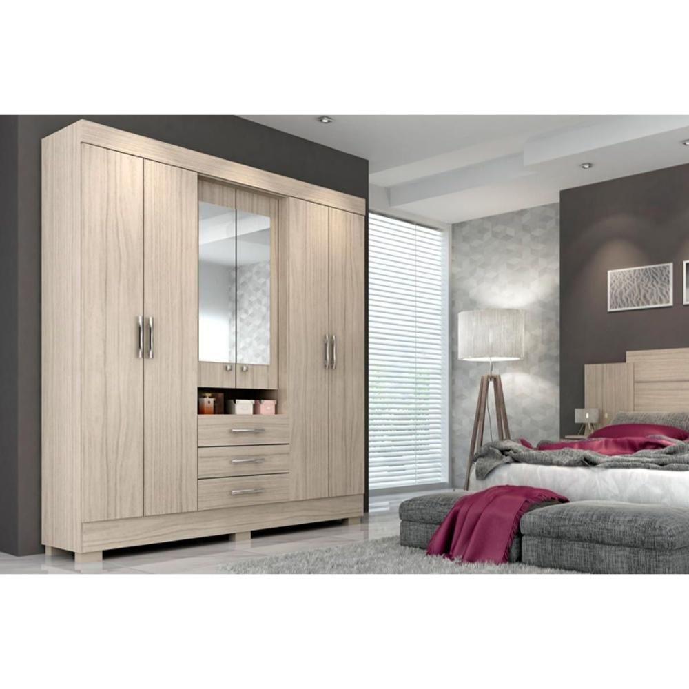 Guarda Roupa Casal 6 Portas (2 C/ Espelho) E 3 Gavetas Débora Cinamomo - Acp - 8