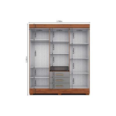 Guarda Roupa Casal Débora 6 Portas de Abrir 3 Gavetas Cinamomo MDF ACP Móveis