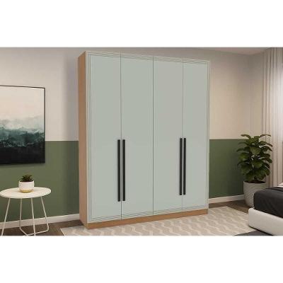 Guarda Roupa Casal 4 Portas E 4 Gavetas Valência Freijo/verde - Politorno