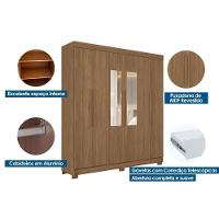 Guarda Roupa Casal 6 Portas (2 C/ Espelho) E 2 Gavetas C/ Pés Toledo Jatobá - Santos Andirá