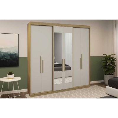 Guarda Roupa Casal Ph 1804 6 Portas de Correr 2 Gavetas Cedro-Off White