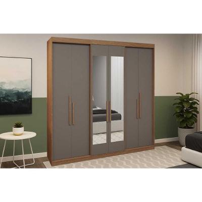 Guarda Roupa Casal PH 1804 6 Portas de Correr 2 Gavetas Carvalho-Fendi Herval