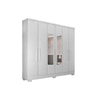 Guarda Roupa Casal 6 Portas (2 C/ Espelho) E 2 Gavetas C/ Pés Milly/veneza Neve - Novo Horizonte