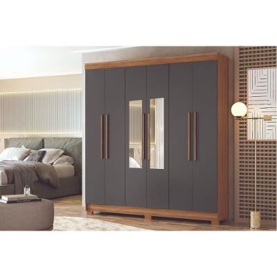 Guarda Roupa Casal 6 Portas de Bater 2 Gavetas Jatobá-grafite Santos Andirá