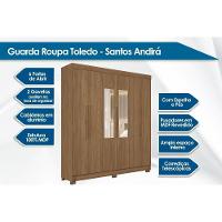 Guarda Roupa Casal 6 Portas (2 C/ Espelho) E 2 Gavetas C/ Pés Toledo Jatobá/grafite - Santos Andirá