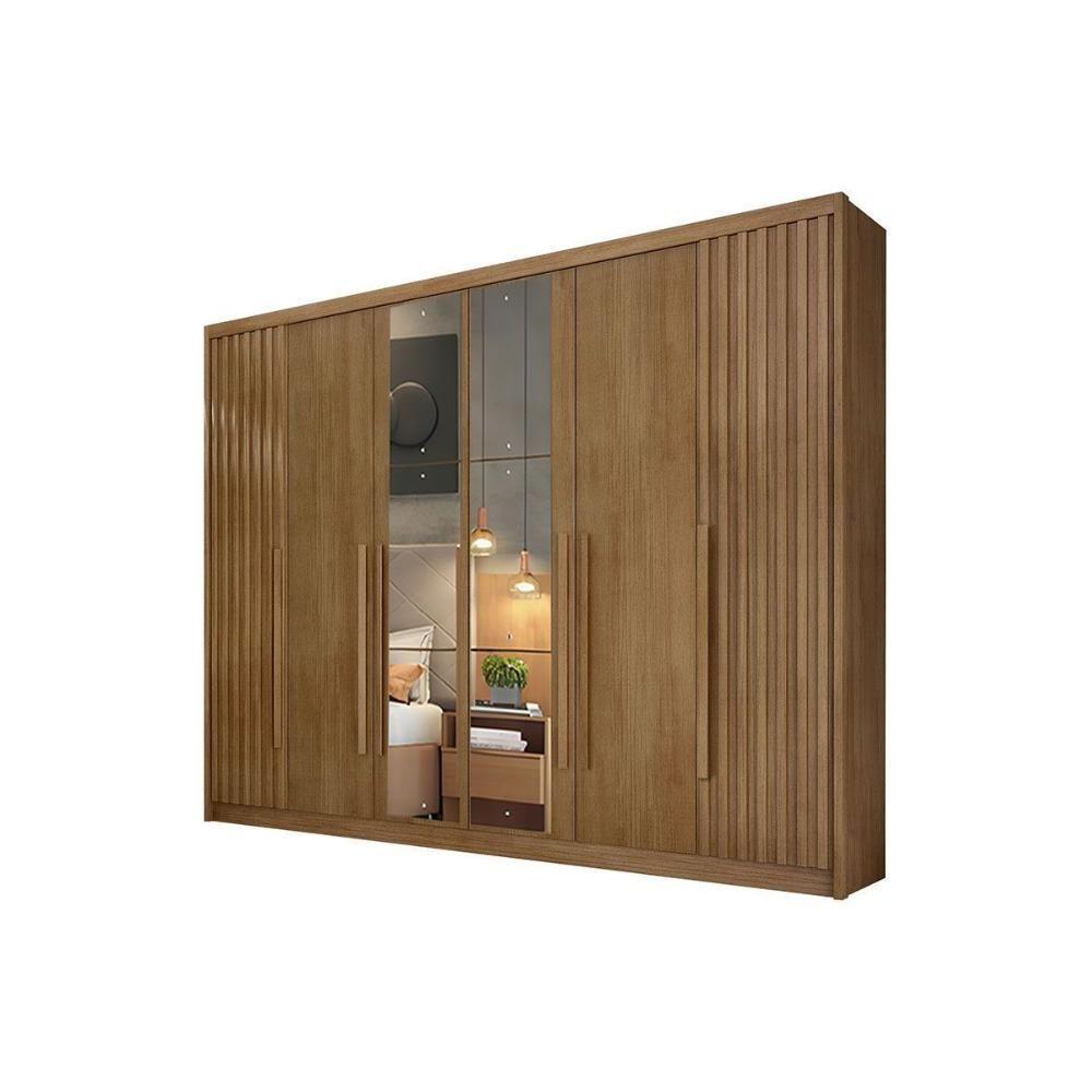 Guarda Roupa Casal 6 Portas (2 C/ Espelho E 2 Ripadas) E 8 Gavetas Bragança/coimbra Cumaru 23 - Novo Horizonte - 1
