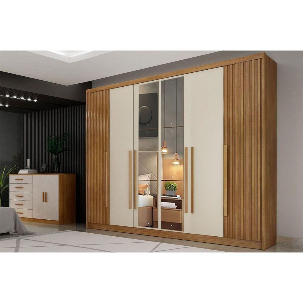 Guarda Roupa Casal 6 Portas (2 C/ Espelho E 2 Ripadas) E 8 Gavetas Bragança/coimbra Cumaru 23 - Novo Horizonte - 10