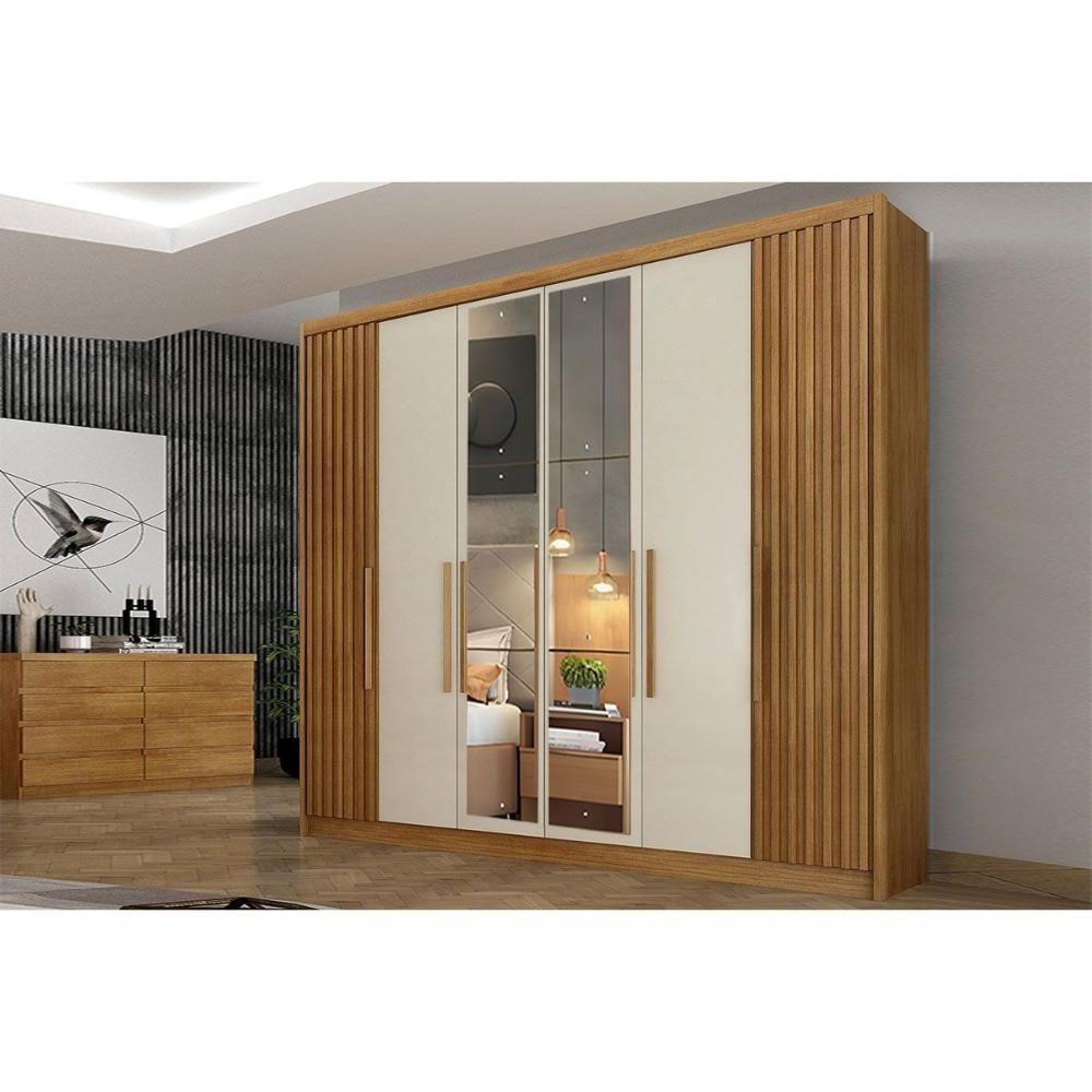 Guarda Roupa Casal 6 Portas (2 C/ Espelho E 2 Ripadas) E 6 Gavetas Bolonha/santoro Cumaru/fendi 25 - Novo Horizonte - 6
