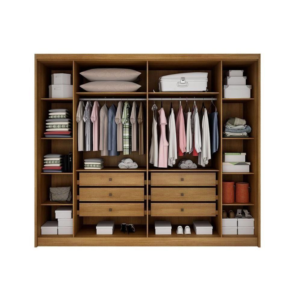 Guarda Roupa Casal 6 Portas (2 C/ Espelho E 2 Ripadas) E 6 Gavetas Bolonha/santoro Cumaru/fendi 25 - Novo Horizonte - 8