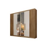 Guarda Roupa Casal 6 Portas (2 C/ Espelho E 2 Ripadas) E 6 Gavetas Bolonha/santoro Cumaru/fendi 25 - Novo Horizonte - 1