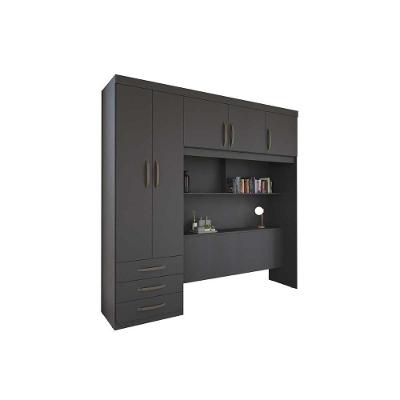 Guarda Roupa Casal PH 1801 5 Portas de Bater 3 Gavetas Grafite