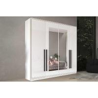 Guarda Roupa Casal 4 Portas (2 C/ Espelho) E 4 Gavetas Valência Branco - Politorno - 1