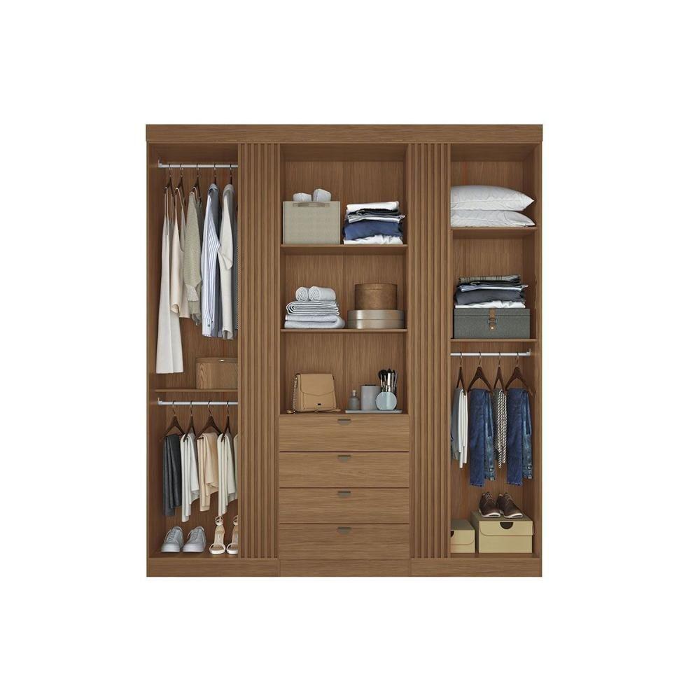 Guarda Roupa Casal 4 Portas (2 C/ Espelho) E 4 Gavetas Aurora 4.4 Jatobá - Santos Andirá - 5