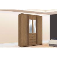 Guarda Roupa Casal 4 Portas (2 C/ Espelho) E 4 Gavetas Aurora 4.4 Jatobá - Santos Andirá - 1