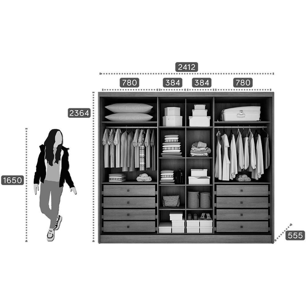Guarda Roupa Casal 3 Portas E 8 Gavetas Diamond/londres Plus Cumaru/fendi 25 - Novo Horizonte - 2