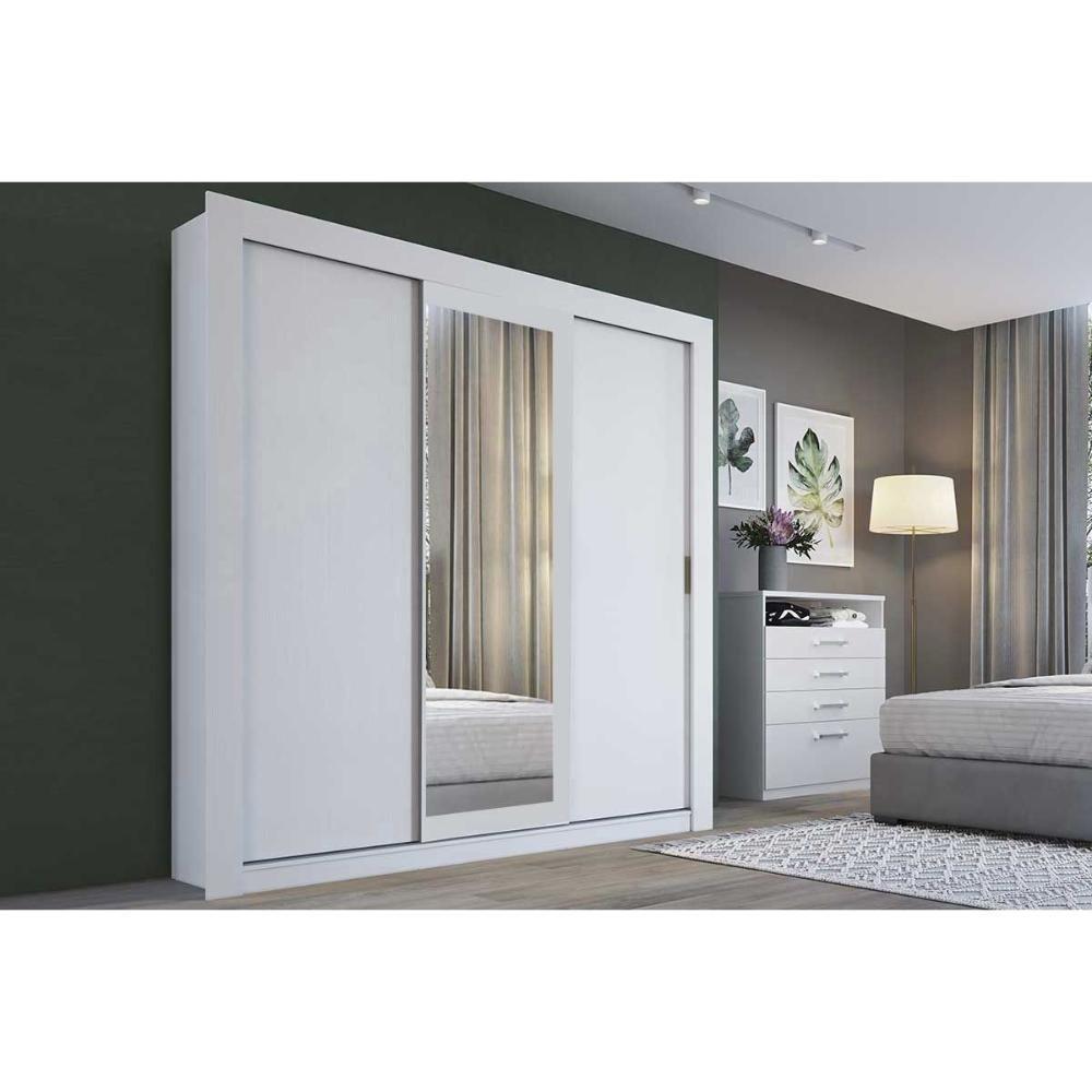 Guarda Roupa Casal 3 Portas De Correr C/ Espelho E 2 Gavetas Ph 1681 Branco - Herval - 1
