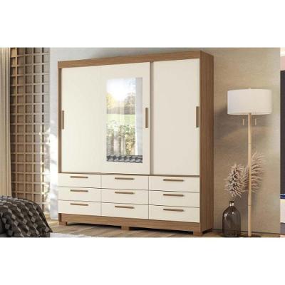 Guarda Roupa Casal Morretes 3.9 3 Portas de Correr 9 Gavetas Jatoba-areia Santos Andirá