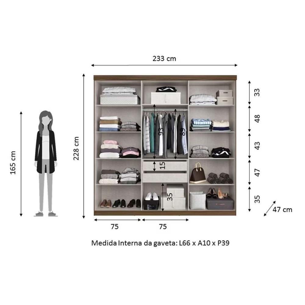Guarda Roupa Casal 6 Portas C/ 2 Gavetas Ph 1707 Nogueira/off White - Herval - 2