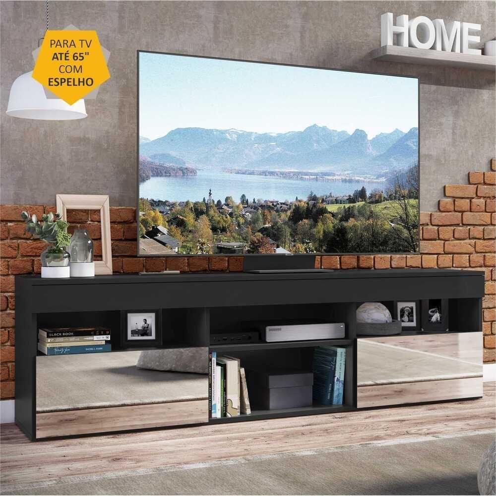 Rack Com Espelho Para Tv Até 65´´ Fg3329 Com 2 Portas Preto - 7