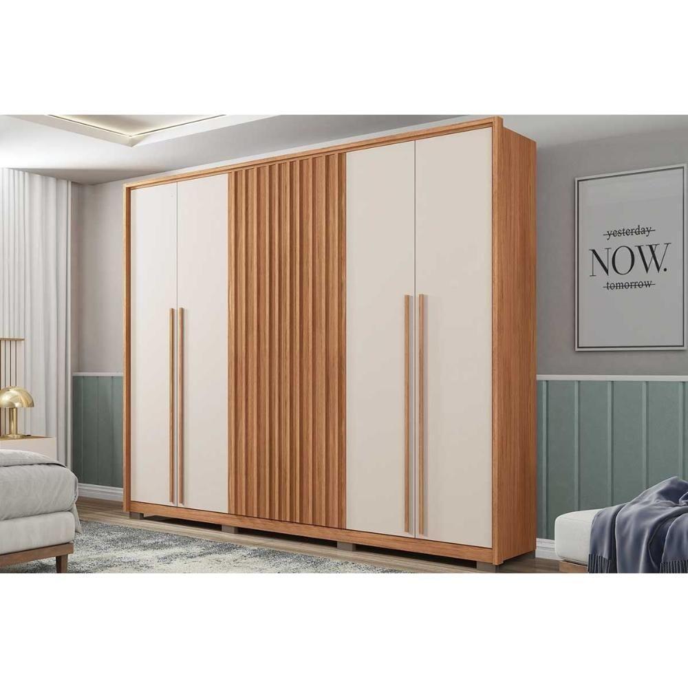 Guarda Roupa Casal 6 Portas (2 Ripadas) E 6 Gavetas New Comodus Buriti/fendi - Caemmun - 3