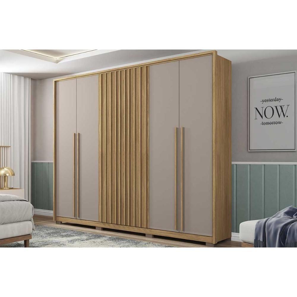 Guarda Roupa Casal 6 Portas (2 Ripadas) E 6 Gavetas New Comodus Buriti/fendi - Caemmun - 4