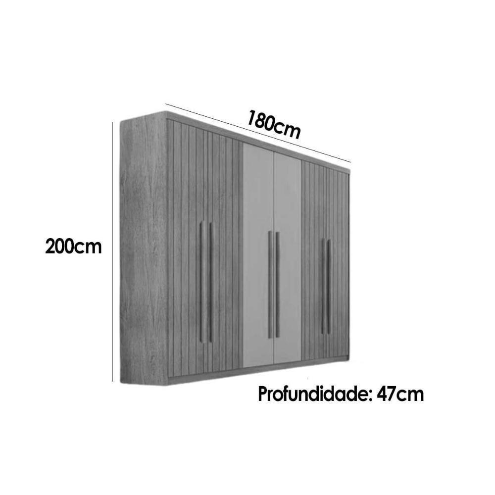 Guarda Roupa Casal 6 Portas (4 Frisadas) E 2 Gavetas Hawaii Naturale/off White - Rufato - 2