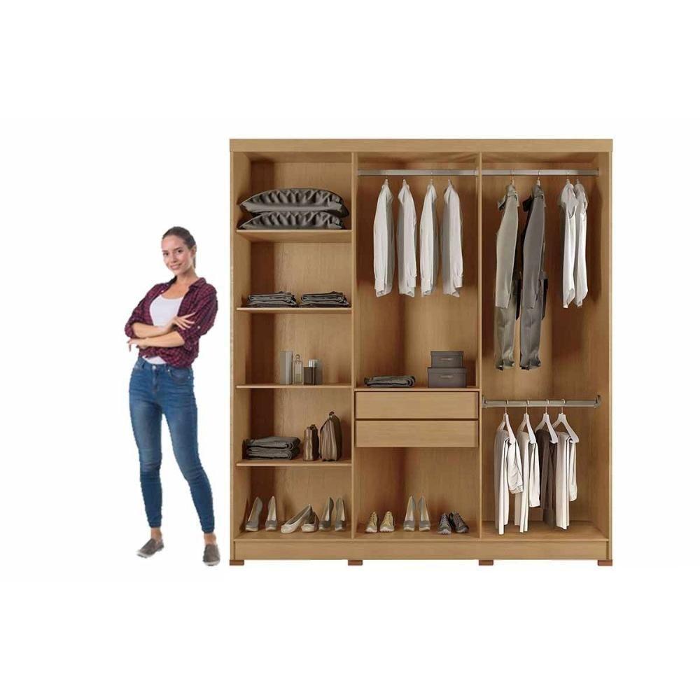 Guarda Roupa Casal 6 Portas (4 Frisadas) E 2 Gavetas C/ Pés Hawaii Naturale/off White - Rufato - 2