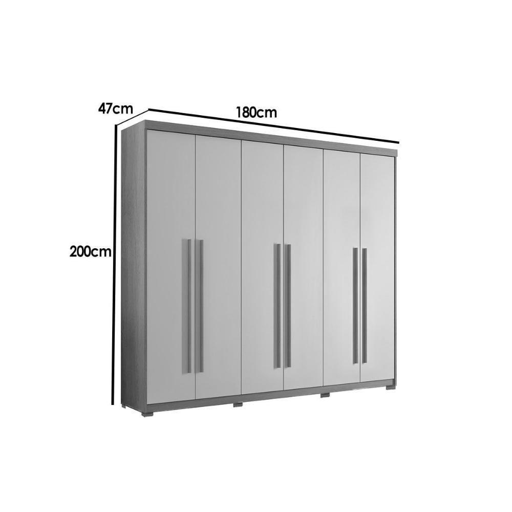 Guarda Roupa Casal 6 Portas (4 Frisadas) E 2 Gavetas C/ Pés Hawaii Naturale/off White - Rufato - 5