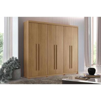 Guarda Roupa Casal 6 Portas (4 Frisadas) E 2 Gavetas C/ Pés Hawaii Naturale/off White - Rufato