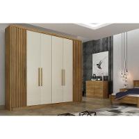 Guarda Roupa Casal 6 Portas (2 Ripadas) E 8 Gavetas Bolonha/santoro Cumaru/fendi 25 - Novo Horizonte - 1