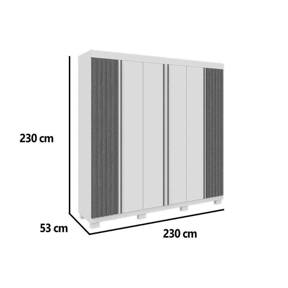 Guarda Roupa Casal 6 Portas (2 Ripadas) E 6 Gavetas Eliza Branco/cinamomo - Acp - 3