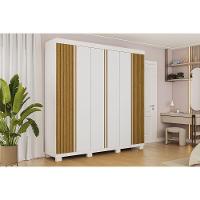 Guarda Roupa Casal 6 Portas (2 Ripadas) E 6 Gavetas Eliza Branco/cinamomo - Acp - 1